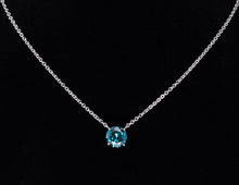 Load image into Gallery viewer, Treated Blue Round Brilliant Cut Diamond 14K White Gold Necklace
